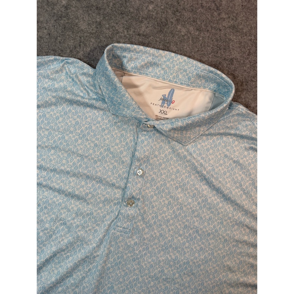 Johnnie-O Featherweight Mens XXL Blue Watch Print Performance Golf Polo Shirt